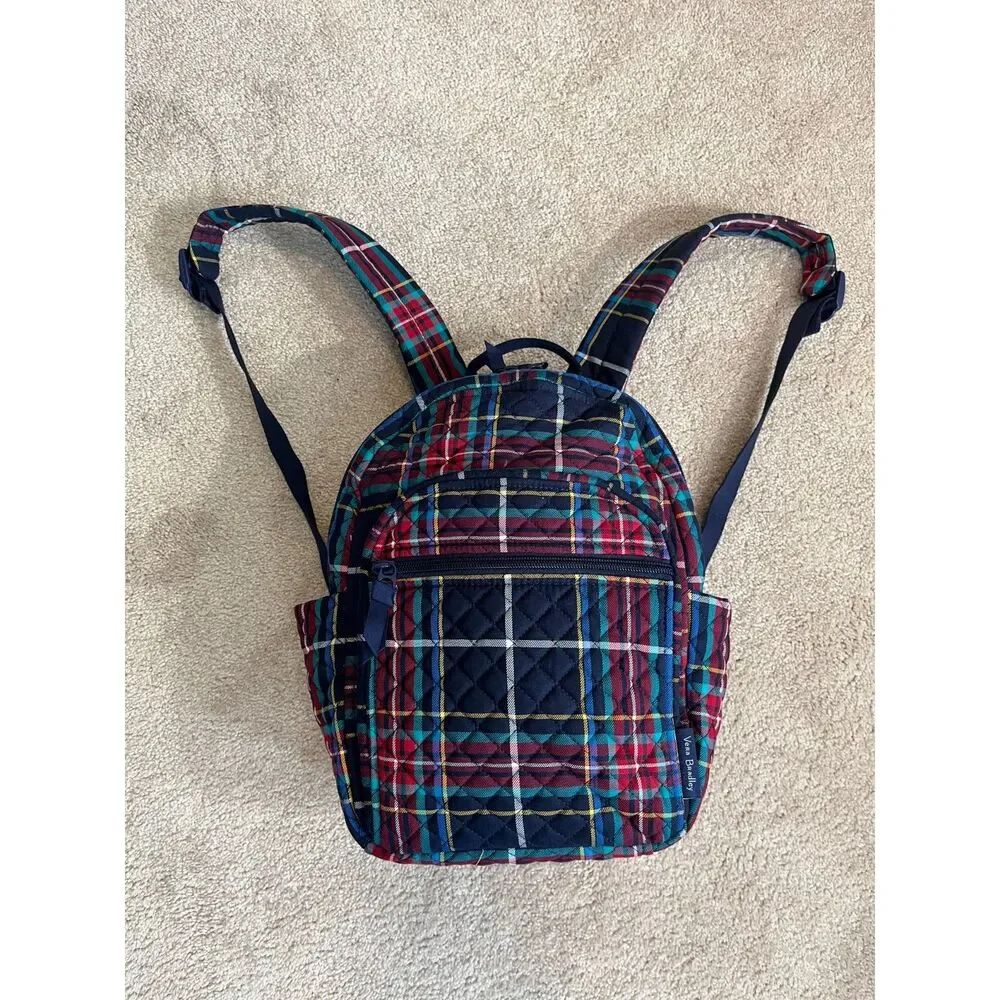 NWOT Vera Bradley 100% Cotton Quilted Small Backpack in Tartan Plaid
